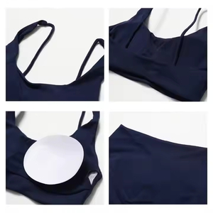 Nouveau modèle solide de sport pour femmes 3 pièces ensembles d'entraînement de Yoga à manches courtes taille en V jupe Leggings et tenues ensembles pour femmes - Product Image 5