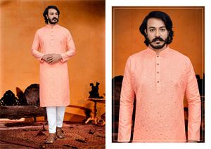 Wholesale Manufacturing of Fashionable Indian <b>Men's</b> Wear Ready-Made <b>Silk</b> Kurta and <b>Pyjama</b> Exported From Surat at Low Prices - Product Image 4