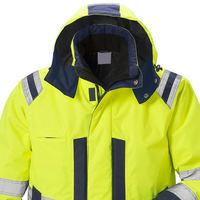 Chaqueta de seguridad de lona de alta visibilidad unisex, ropa de trabajo reflectante de construcción de invierno, logotipo frontal, impermeable, a prueba de viento, con capucha