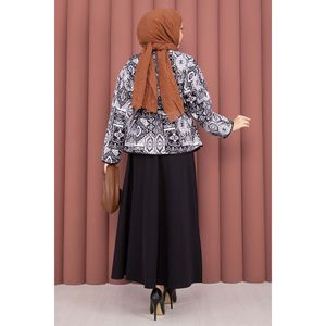 Conjunto de Chaqueta y Falda de Crepé con Estampado Étnico, Negro Sólido, 2 Piezas, Shorts de Verano con Pantalones, Top y Top Corto - Product Image 5
