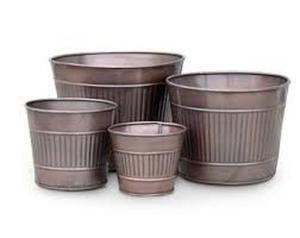 Lot de 4 jardinières finies en cuivre, jardinières en métal les plus vendues, jardinières décoratives faites à la main de nouveau design pour la maison - Product Image 1