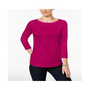 เสื้อเชิ้ตผู้หญิงแบรนด์ Charter Club ผ้าฝ้ายพีมา ติดกระดุมที่ไหล่ ไซส์ Petite L ลายทางเรียบง่าย สีชมพู ผ้าป๊อปลินถัก ทรงหลวม สำหรับฤดูใบไม้ร่วง - Product Image 1