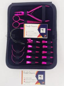 Ensemble de pinces d'extension de cheveux en acier inoxydable rose professionnel Kit d'accessoires d'outils de cheveux d'aiguille de crochet durable écologique - Product Image 4
