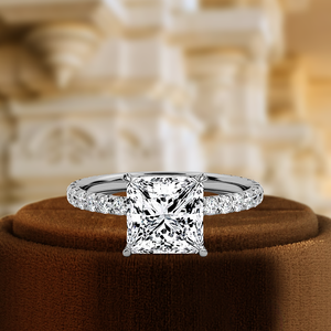 Bague de fiançailles classique en or massif 14K personnalisable certifiée IGI 3ct alliance taille princesse pour femmes fêtes en diamant - Product Image 4