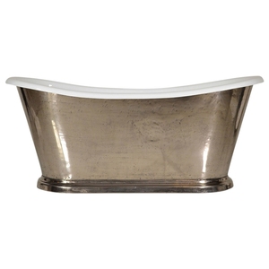Falda de cobre independiente remojo plata hierro fundido cobre baño bañera antiguo acabado bathutbs diseño martillado - Product Image 3