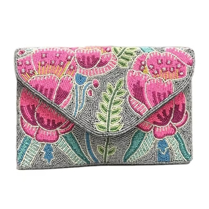 Moda Linda hermosa flor moda nuevo diseño hecho a mano bordado con cuentas elegante lujo Top último bolso de mano para niña - Product Image 1