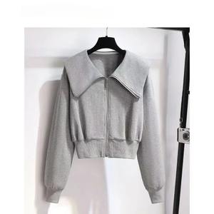 ชุดเสื้อโค้ทผ้าฝ้าย100% สำหรับผู้หญิง, เสื้อสเวตเตอร์มีซิประบายอากาศเป็นมิตรกับสิ่งแวดล้อมผ้าคอตตอน - Product Image 4