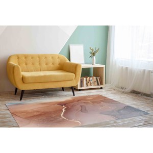 Alfombra de Mármol Marrón Dorado: Alfombra Antideslizante para Cocina, Alfombra Estampada, Alfombra Suave No Tejida - Product Image 3