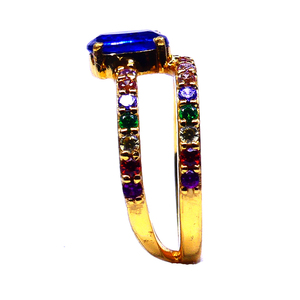 Handmade Classic Style Sterling Silver 925 Gold Plated Kyanite Multi-Color Gemstones Fashion <b>Finger</b> <b>Ring</b> Women's Engagement - Product Image 5
