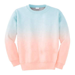 Mens Gradient Sweatshirt Pastel Blue Peach Fleece Pullover Casual Crew Neck Long Sleeve Winter <b>Top</b> - Product Image 2