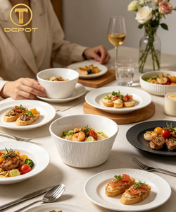 Muestra Gratis de Tazón Pequeño de Cerámica Blanca Texturizada, Mini Tazón para Servir Salsas, Postres y Catering en Restaurantes - Product Image 1