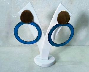 PPWder pintado a mano círculo azul pátina recubierta Multicolor antiguo diseño elegante pendientes y brazaletes de fiesta de moda - Product Image 3