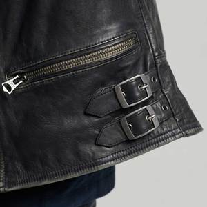 Chaqueta de cuero de motorista con bolsillos interiores de estilo informal cuello levantado diseño único manga larga traje de moda chaqueta de cuero - Product Image 6