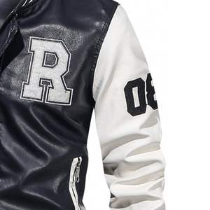 Veste universitaire personnalisée en chenille brodée à manches en cuir véritable pour hommes, veste d'hiver tissée décontractée Letterman de baseball - Product Image 4