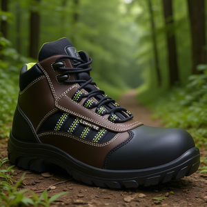 Danube S3 SRC EN20345 Black/Brown Safety <b>Boots</b> Size 44 Leather/Textile Lining for Martin Style - Product Image 3