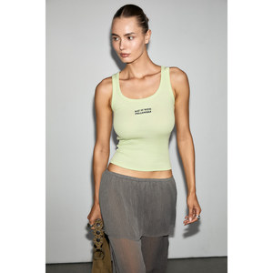 GRIMELANGE INTIZA Débardeur ajusté en coton biologique pour femme, tissu doux et extensible, détails brodés - Product Image 4