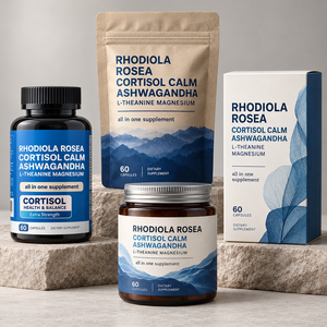 Capsules de Rhodiola Rosea et Ashwagandha à Marque Blanche OEM avec L-Théanine et Magnésium – Complément Herbal Apaisant et Anti-Stress - Product Image 5
