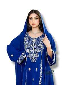 Conjunto de 2 Piezas de Lujo al por Mayor para Mujeres Musulmanas, Vestido Modesto, Sencillo, de Chifón Sólido con Cuentas, Largo hasta el Suelo, Estilo A-Line, para Fiesta o Boda, Adornado - Product Image 5