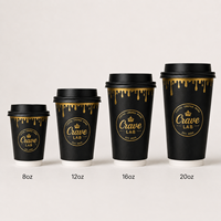Ensemble de gobelets à café jetables avec logo personnalisé pour boissons froides, gobelets en carton 8oz 10oz 12oz 16oz, gobelets à café en papier à double paroi avec couvercle