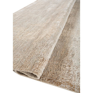 Alfombra de Lana y Seda Entropy Ivory Anudada a Mano Esh-1523 con Patrón Abstracto para Sala de Estar, Pasillo, Entrada, Rectángulo Tipo Rompecabezas para Adolescentes - Product Image 2