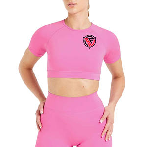 Tops cortos ecológicos de verano para mujer, cuello redondo, manga larga, elásticos, ajustados - Product Image 3