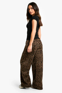 กางเกงขายาวและกางเกงสำหรับผู้หญิงกางเกงวิ่งขายาวขนแกะและผ้าสัมผัสนุ่มลายเสือดาวเล็กๆสำหรับผู้หญิง - Product Image 3