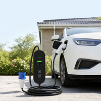 Pengisi Daya EV Portabel 7kW 32A Konektor GB Layar Digital EVSE Rumah, Pengisian Cepat Rumah dengan Steker CEE, OEM ODM