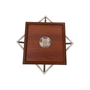 Bol en bois hexagonal de luxe et support pyramidal en métal, élégant porte-encens artisanal pour la décoration du Ramadan et l'utilisation au Moyen-Orient - Product Image 3