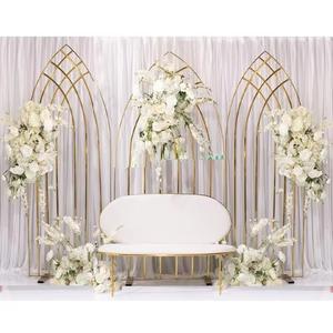 Marcos de metal exclusivos para escenario de recepción de boda, venta al por mayor, paneles de fondo de metal para boda, decoración de boda, marcos de metal estilo hoja - Product Image 1