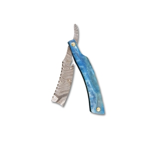 Navaja de afeitar de acero de Damasco con hermosa mango de hueso, fabricada por Edge Master, modelo EM-8309, hoja fija de 0.354 pulgadas de grosor. - Product Image 1