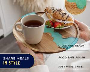 Plateau en bois et résine artisanal écologique nouvelle tendance pour la décoration intérieure minimaliste moderne avec style fonctionnel et attrait naturel - Product Image 2