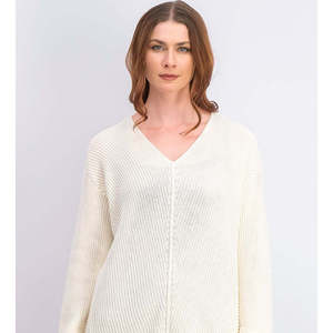 Maglione da Donna Charter Club in Cotone Premium Testurizzato con Scollo a V, Bianco, Taglia Extra Large - Moda Casual Invernale e Autunnale con Lavorazione a Trecce Frontali - Product Image 2