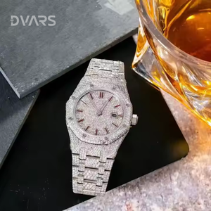 New Arrival Luxury 41mm Mechanical Moissanite Diamond Business <b>Watch</b> Analog ETA Movement 100 Bar Water Resistance Yellow Gold - Product Image 4