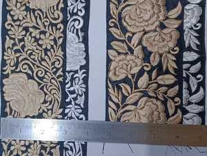 Fait sur mesure sur tissu de base noir, lacets de travail de fil brodé avec broderie d'options multicolores en largeur de 1.5 pouces - Product Image 3