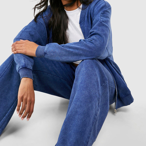 Chándal Activewear lavado ácido para mujer chándal de moda de manga larga transpirable de peso pesado para mujer - Product Image 4