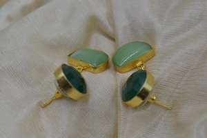 Boucles d'oreilles en pierre plaquées or en laiton tendance faites à la main, boucles d'oreilles tendance, fabricant et fournisseur de boucles d'oreilles - Product Image 4