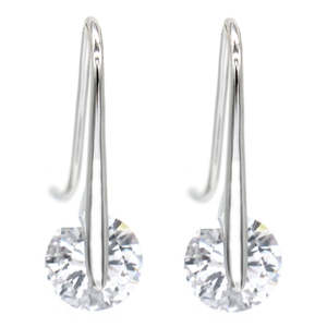 Orecchini Pendenti in Argento Sterling con Cristalli Fluttuanti - Product Image 1