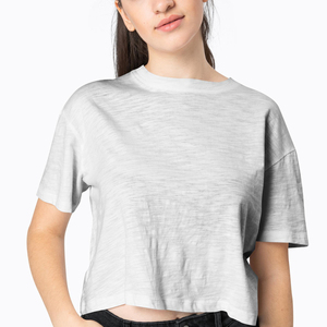Camiseta de algodón orgánico de gran tamaño DTG para verano 3D en relieve Puff estampado blanco de talla grande Franela y camisetas de mezclilla para mujer - Product Image 2
