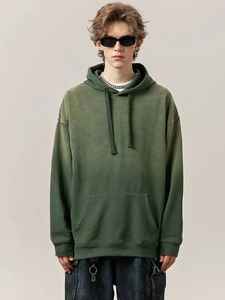 Custom Heavyweight Fleece Hoodie with Sun Faded Acid Wash Design Drop Shoulder and Lined <b>Jacket</b> - Product Image 4