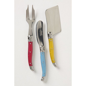 Juego de cubiertos de acero inoxidable de diseño antiguo de venta rápida, cuchillo de queso con mango de bambú, 3 cuchillos dorados de diferentes colores en un juego - Product Image 2