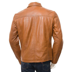 Nuevas chaquetas de cuero genuino personalizadas para invierno con cierre de cremallera para hombre, chaqueta de cuero informal estilo motociclista para hombre - Product Image 2