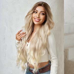 Peluca frontal de encaje DWY de 28 pulgadas, color marrón para ombre, con cabello virgen 100% humano, onda corporal, modelo de 32 pulgadas de longitud estirada para mujer - Product Image 6