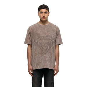 Camiseta al por mayor 100% algodón impresión gráfica peso pesado lejía ácido lavado Vintage antiarrugas hombres ácido lavado camiseta - Product Image 1