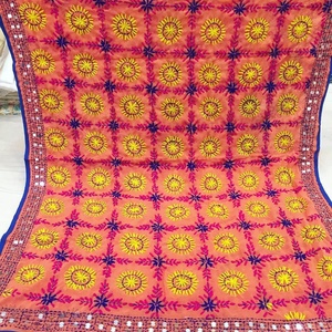 Premium Jaipur Handmade Phulkari Scarfs Dupatta Cotton Phulkari Dupatta Embroidered Mirrorwork Chunni for Wholesale Price - Product Image 6