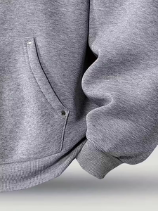 Sweat à capuche zippé mi-long pour homme, décontracté, minimaliste, uni, coupe ample, doublure personnalisable, confortable et doux, BD - Product Image 6