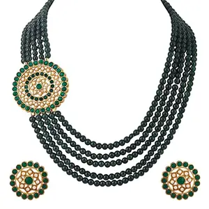 JMC Set Perhiasan Kalung Mutiara Tradisional Panjang Mewah Bergaya Terbaru Berlapis Emas 18K Tradisional India untuk Wanita