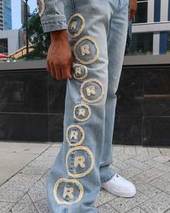 Chaquetas de mezclilla con patrón de logotipo de ropa de calle con cuello levantado de invierno personalizadas OEM de alta calidad para hombres - Product Image 5