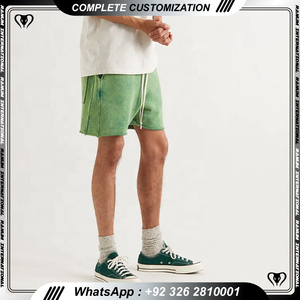 Pantalones cortos de hombre Premium de algodón pesado diseño vintage lavado ácido con logotipo personalizado - Product Image 3