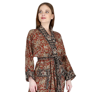 <b>Summer</b> European Cotton Maxi Robe Quality <b>Ladies</b> Bathrobe Kimono <b>Cardigan</b> with Casual Floral Print Boho Style Weddings Beaches - Product Image 1