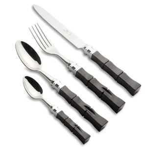 <b>Set</b> of 4 <b>Cutlery</b> <b>Set</b> in Stainless Steel with Stylish <b>Black</b> Handle Perfect for Elegant Hotel Dining Use Flatware Silverware - Product Image 1